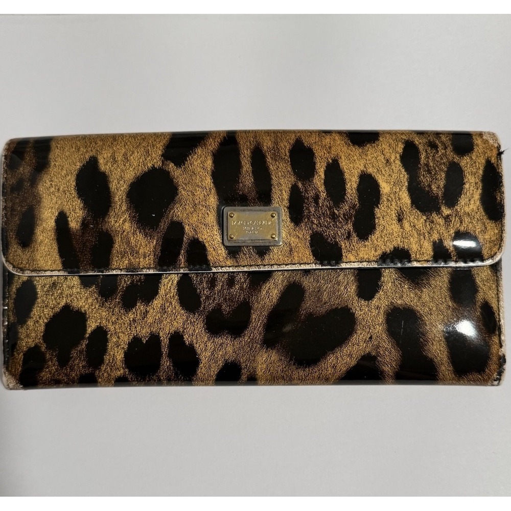 Authentic Dolce & Gabbana Leopard Print Long Wallet 7.5" X 4" - Picture 2 of 8